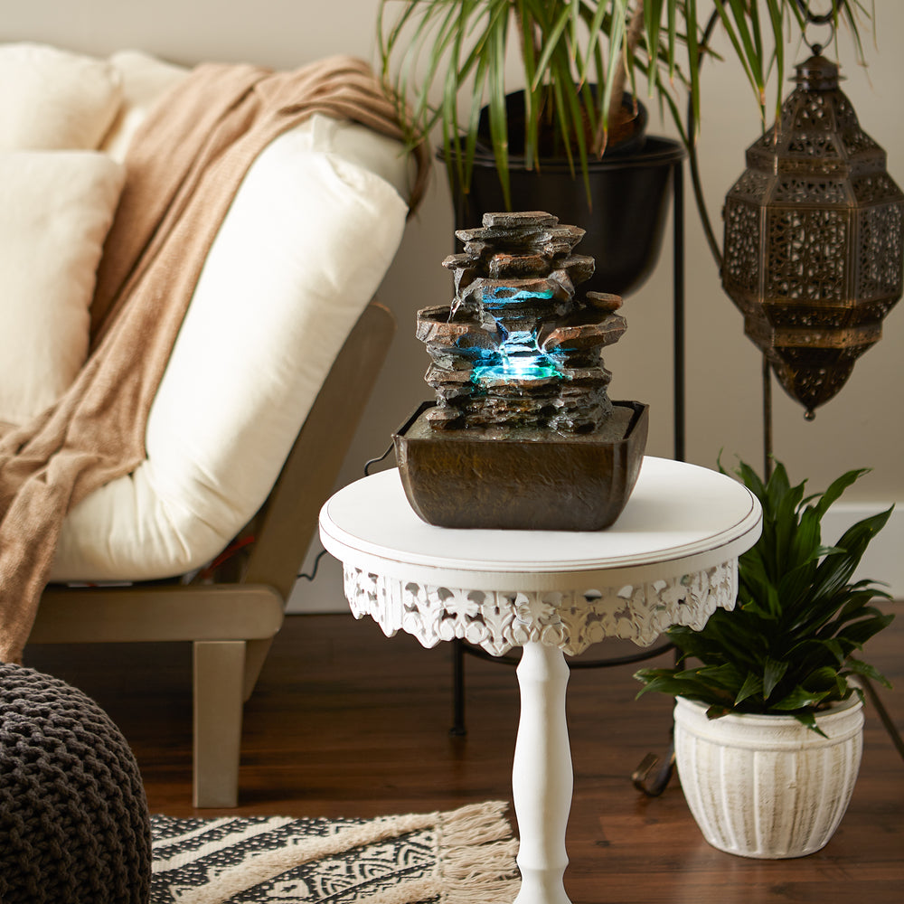 Tiered Rock Formation Tabletop Fountain