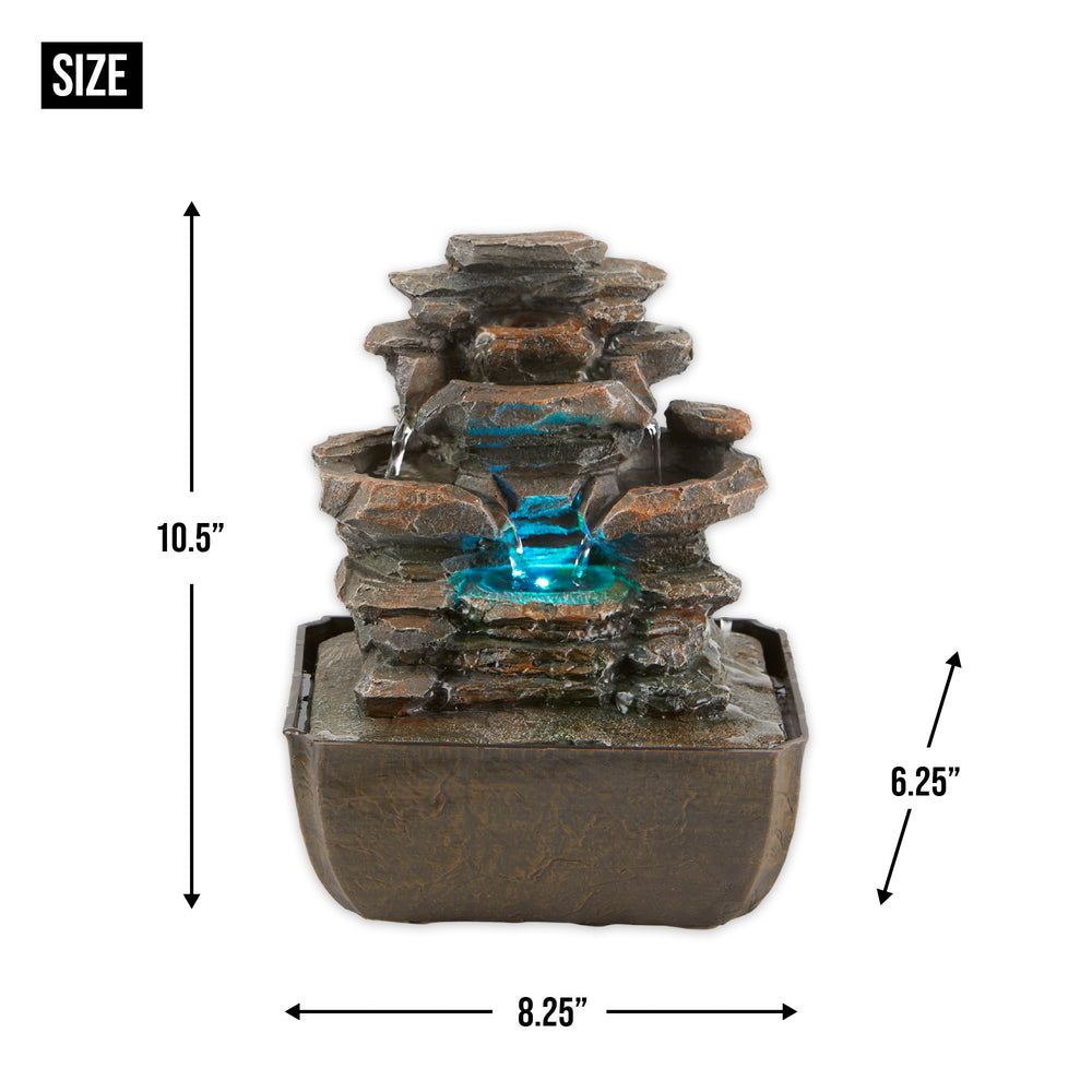 Tiered Rock Formation Tabletop Fountain