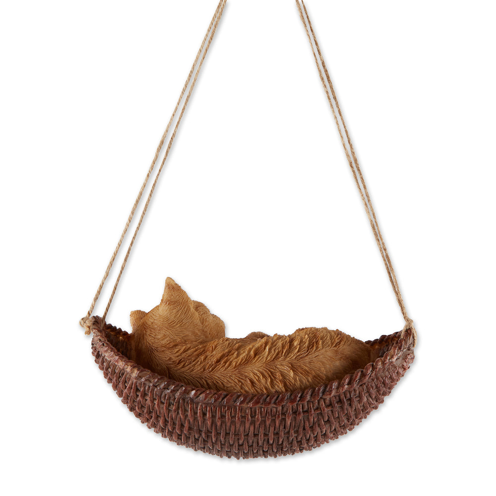 Napping Cat on Hammock Figurine