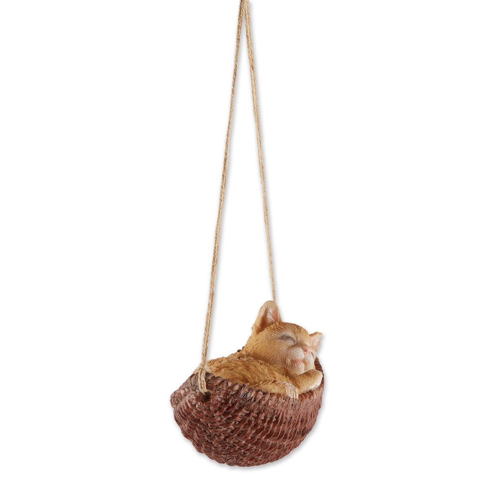 Napping Cat on Hammock Figurine