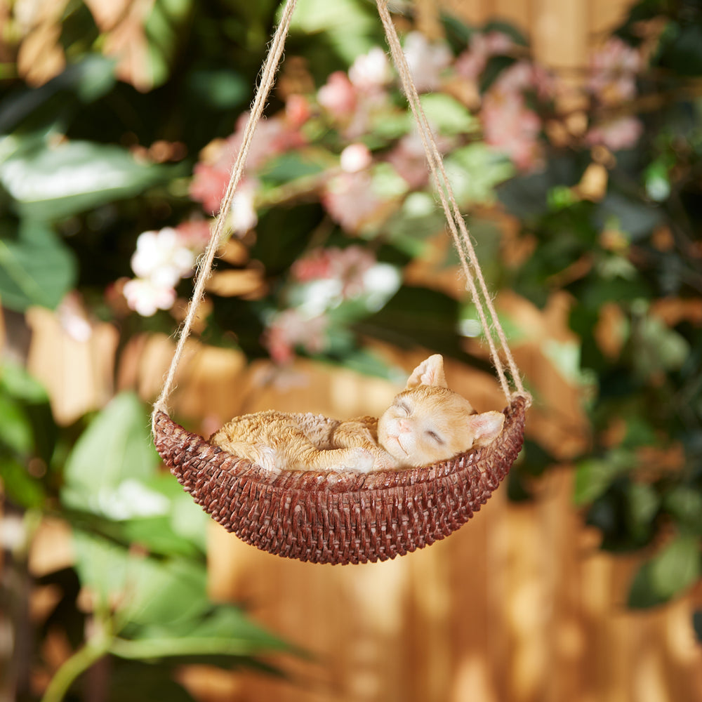 Napping Cat on Hammock Figurine