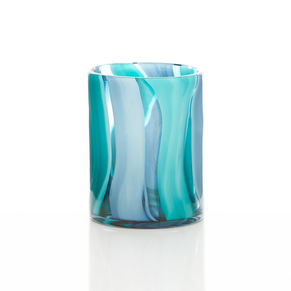 Small Blue Cylinder Glass Vase