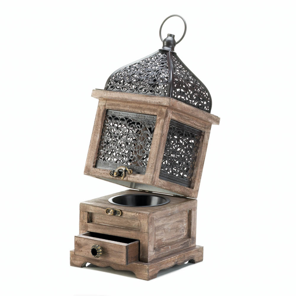 Large Flip-Top Wooden Lantern