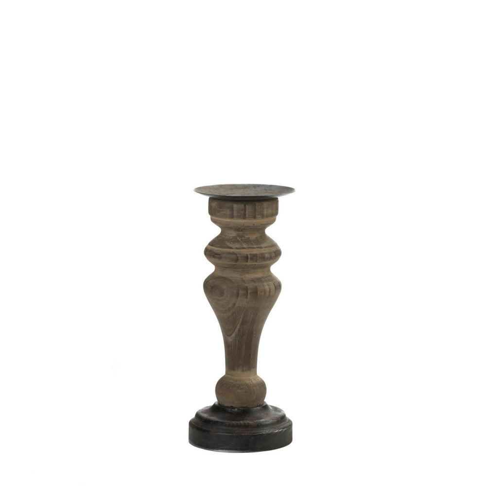 Antique-Style Wooden Column Candleholder