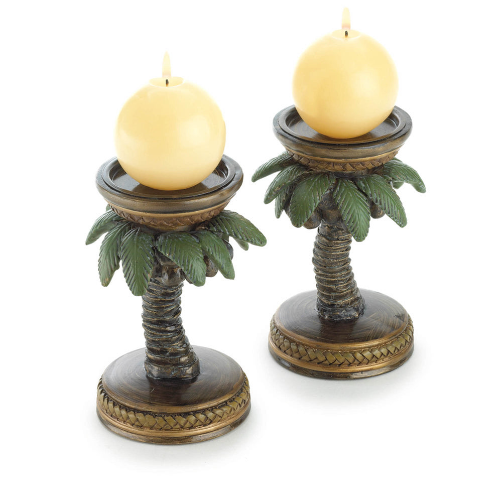 Coconut Tree Candleholders Pr.