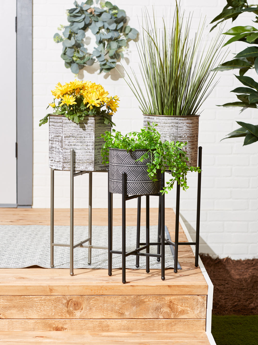 Hexagon Bucket Plant Stand Set of 2