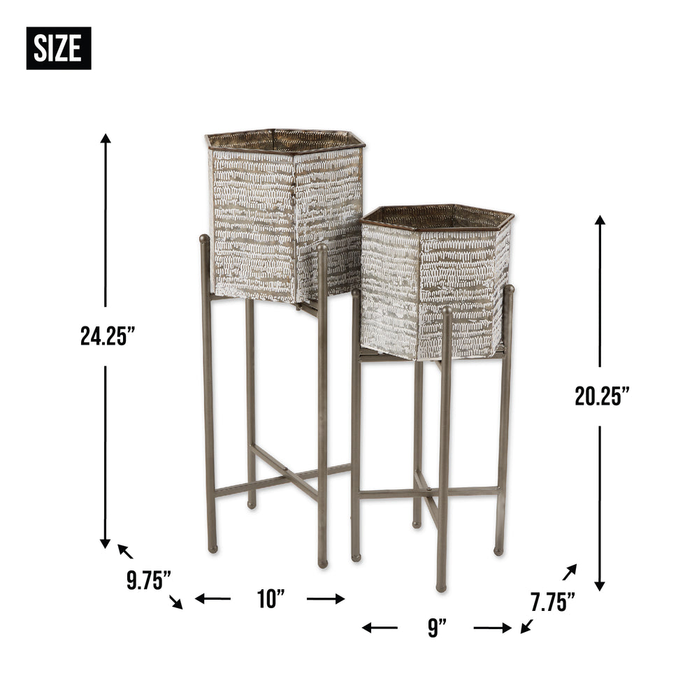 Hexagon Bucket Plant Stand Set of 2