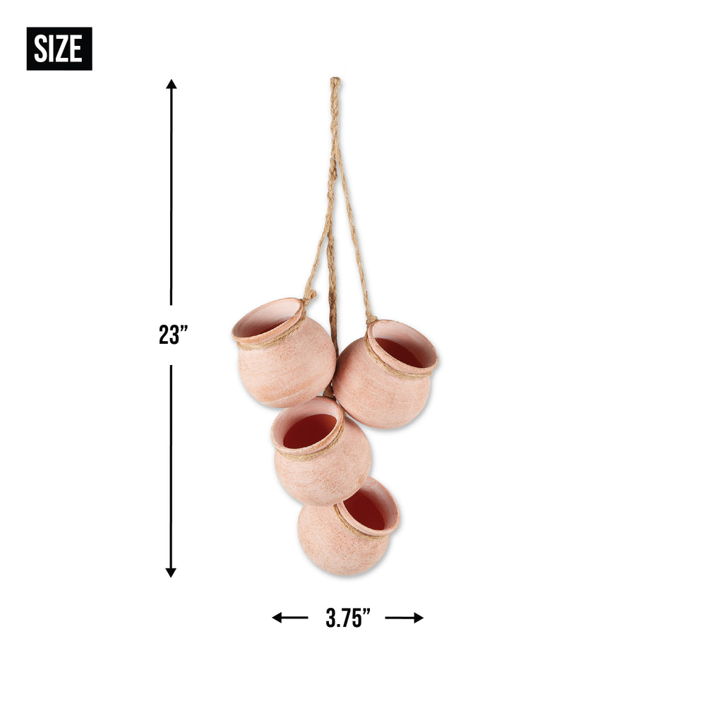 White Wash Terracotta Dangling Mini Pots