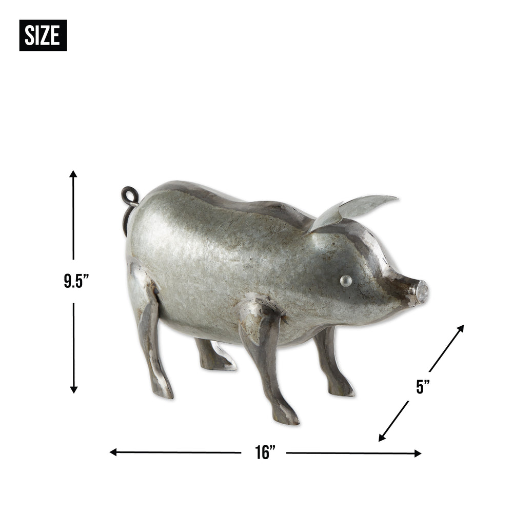Galvanized Pig Sculpture