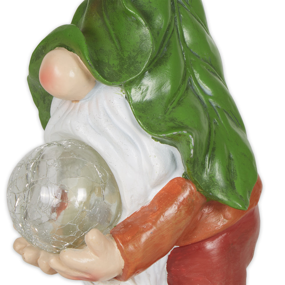 Gnome Holding Orb Solar Statue