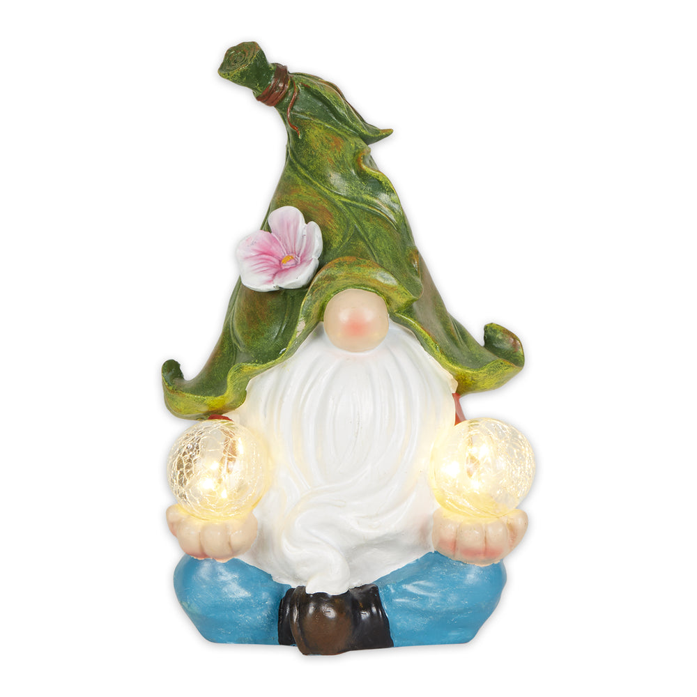 Gnome Meditating Solar Statue