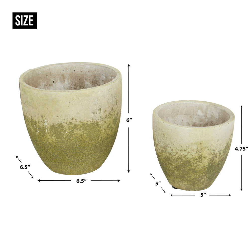 Weathered Cement Flower Pot Set of 2