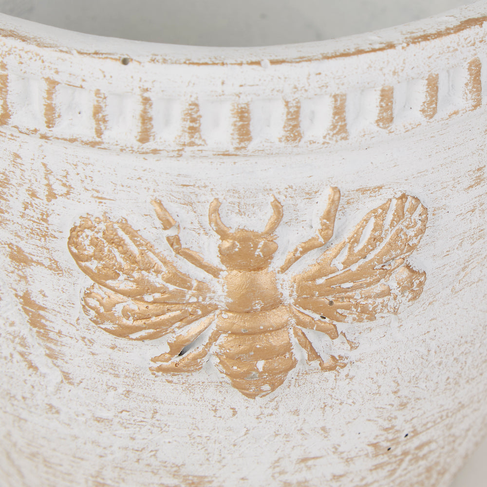 Gold Bee White Washed Cement Flower Pot Set of 2
